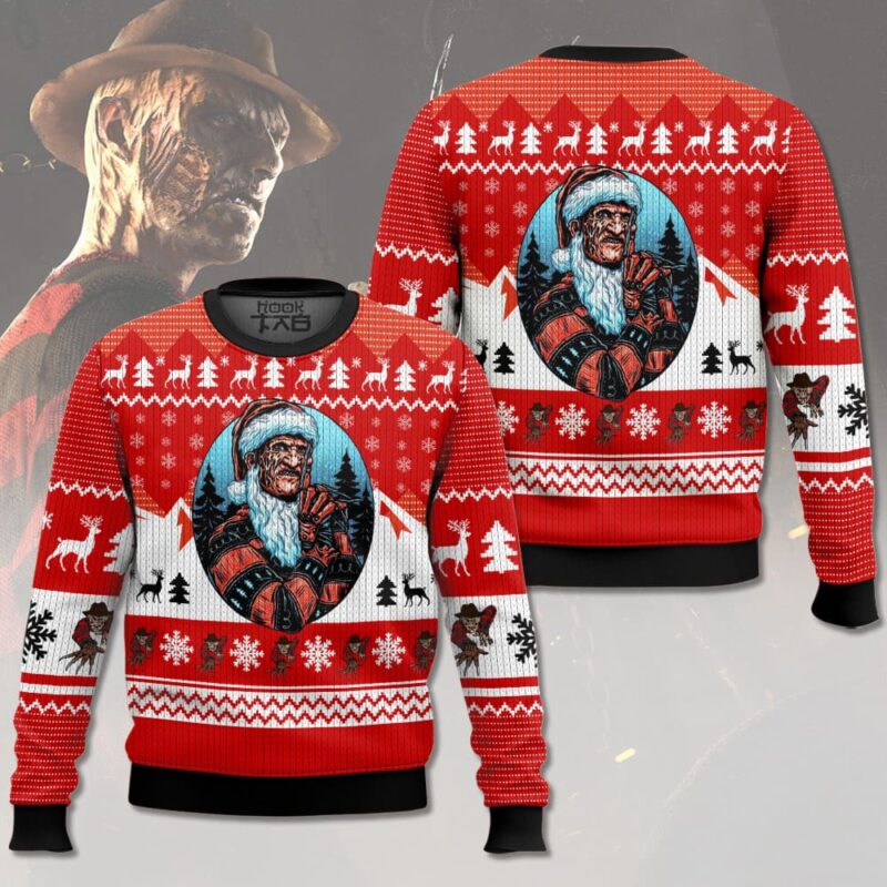 Hooktab Santa Freddy Krueger A Nightmare On Elm Street Ugly Christmas Sweater Hooktab Santa Freddy Krueger A Nightmare On Elm Street Ugly Christmas Sweater