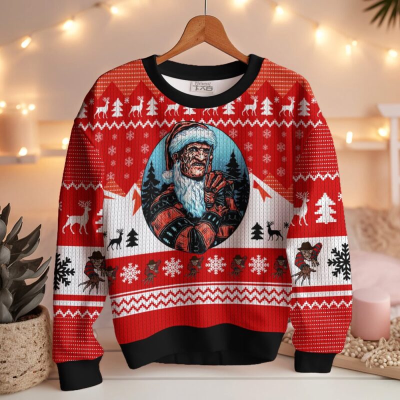 Hooktab Santa Freddy Krueger A Nightmare On Elm Street Ugly Christmas Sweater Hooktab Santa Freddy Krueger A Nightmare On Elm Street Ugly Christmas Sweater