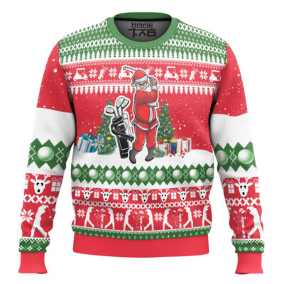 Hooktab Santa Golf Swing Ugly Christmas Sweater