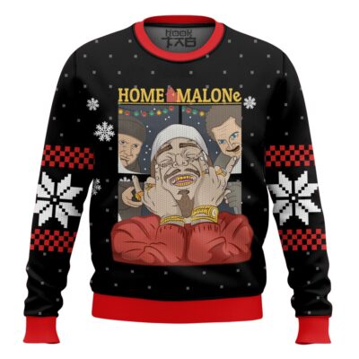 Hooktab Santa Home Malone Ugly Christmas Sweater