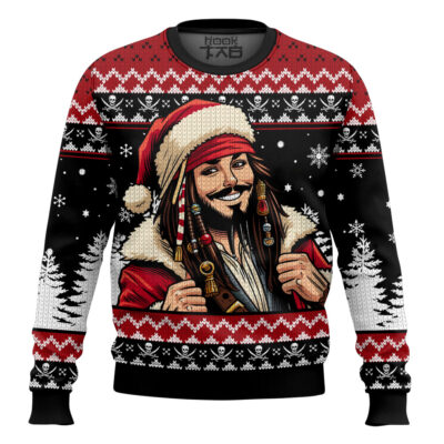 Hooktab Santa Jack Pirates Of The Caribbean Ugly Christmas Sweater