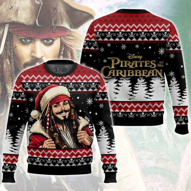 Hooktab Santa Jack Pirates Of The Caribbean Ugly Christmas Sweater Hooktab Santa Jack Pirates Of The Caribbean Ugly Christmas Sweater