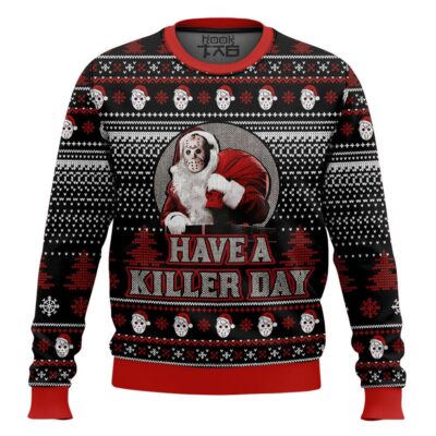 Hooktab Santa Jason Voorhees Have A Killer Day Ugly Christmas Sweater