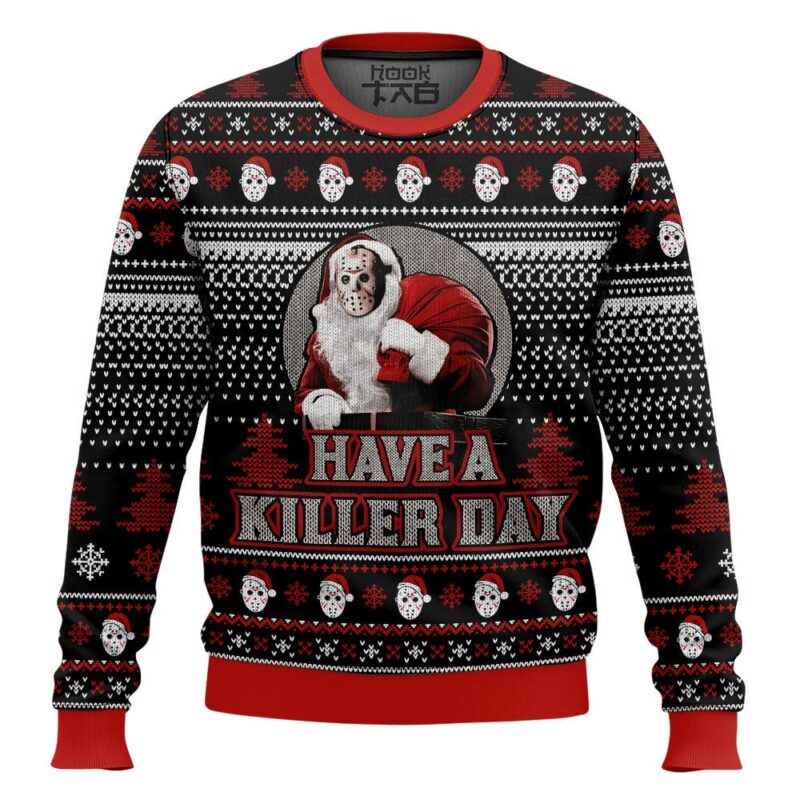 Hooktab Santa Jason Voorhees Have A Killer Day Ugly Christmas Sweater