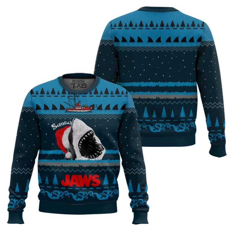 Hooktab Santa Jaws 1975 Ugly Christmas Sweater Hooktab Santa Jaws 1975 Ugly Christmas Sweater