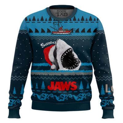 Hooktab Santa Jaws 1975 Ugly Christmas Sweater