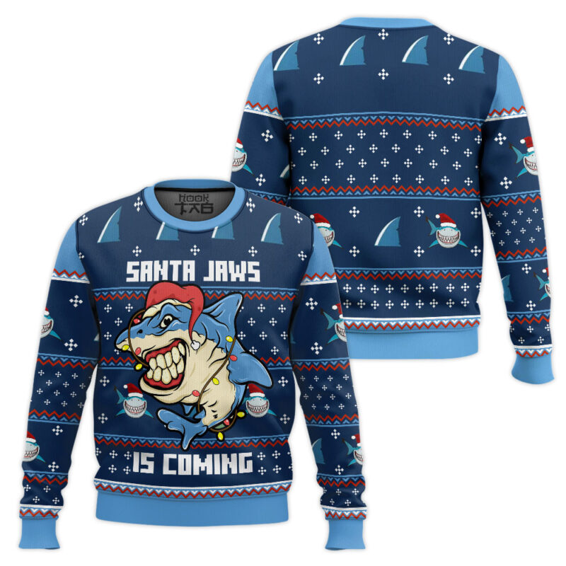 Hooktab Santa Jaws Is Coming For You Ugly Christmas Sweater Hooktab Santa Jaws Is Coming For You Ugly Christmas Sweater