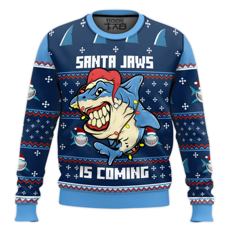 Hooktab Santa Jaws Is Coming For You Ugly Christmas Sweater
