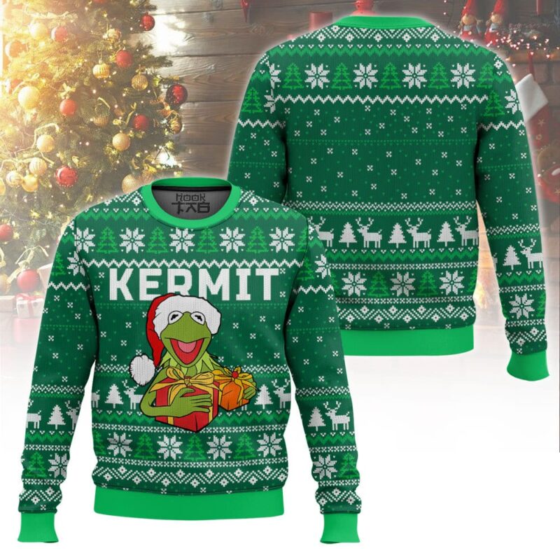 Hooktab Santa Kermit The Muppet Show Ugly Christmas Sweater Hooktab Santa Kermit The Muppet Show Ugly Christmas Sweater