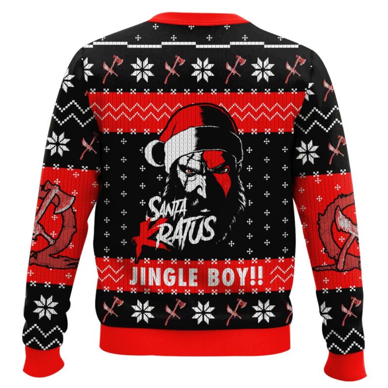Hooktab Santa Kratus Jingle Boy God Of War Ugly Christmas Sweater Hooktab Santa Kratus Jingle Boy God Of War Ugly Christmas Sweater