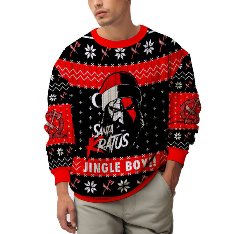 Hooktab Santa Kratus Jingle Boy God Of War Ugly Christmas Sweater Hooktab Santa Kratus Jingle Boy God Of War Ugly Christmas Sweater
