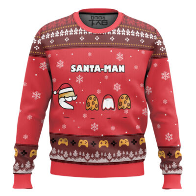 Hooktab Santa-man Pac-man Santa Ugly Christmas Sweater