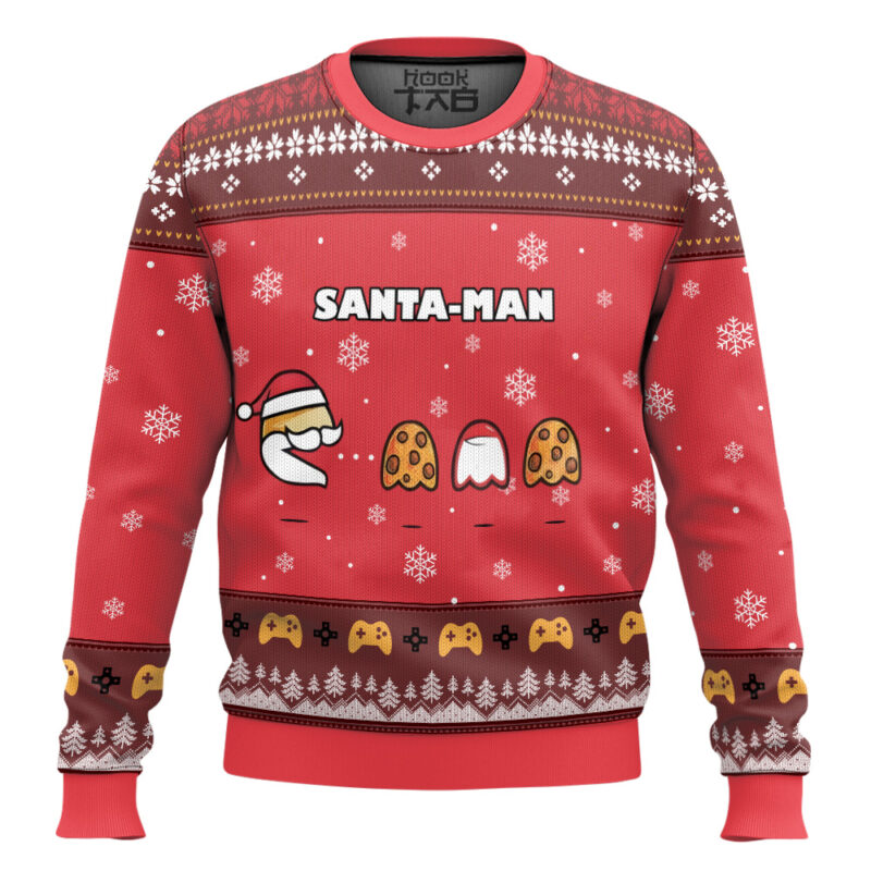 Hooktab Santa-man Pac-man Santa Ugly Christmas Sweater