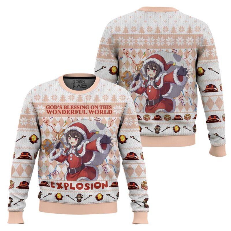 Hooktab Santa Megumin Explosion Konosuba Ugly Christmas Sweater Hooktab Santa Megumin Explosion Konosuba Ugly Christmas Sweater