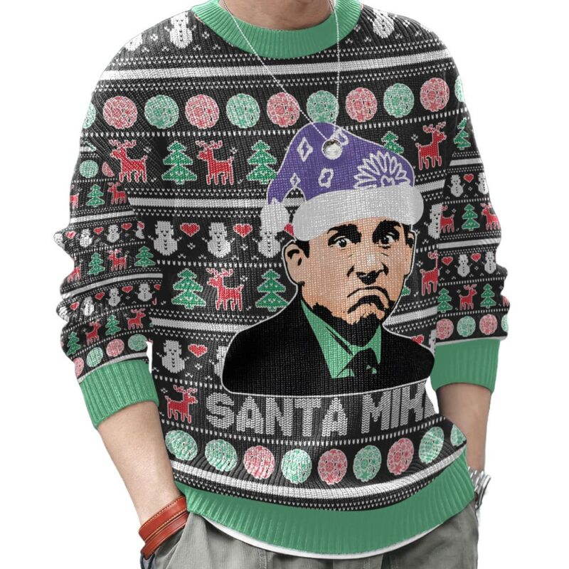 Hooktab Santa Mike Scott The Office Ugly Christmas Sweater Hooktab Santa Mike Scott The Office Ugly Christmas Sweater