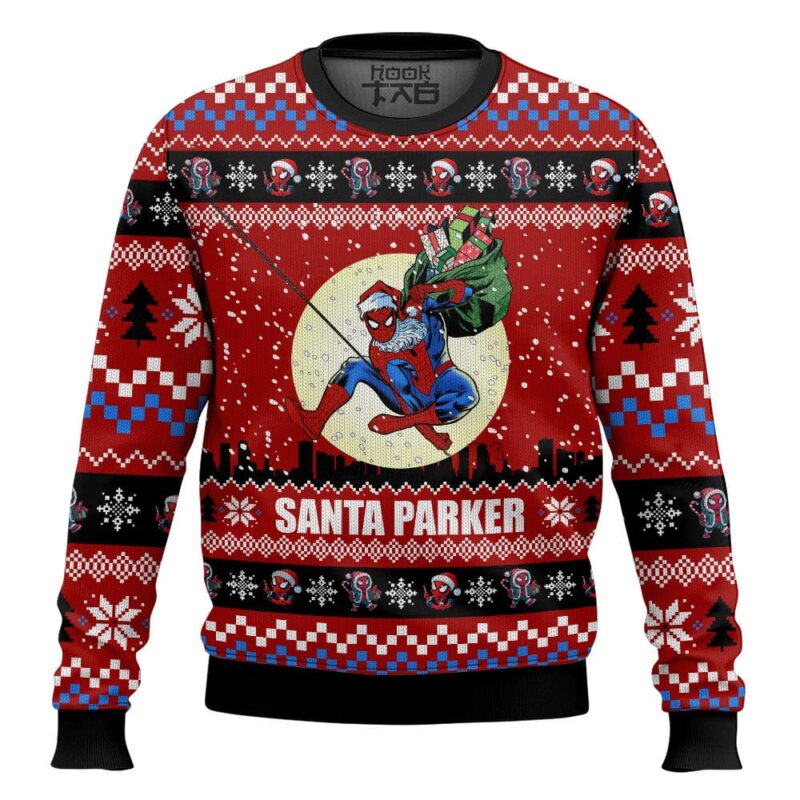 Hooktab Santa Parker Spiderman Ugly Christmas Sweater