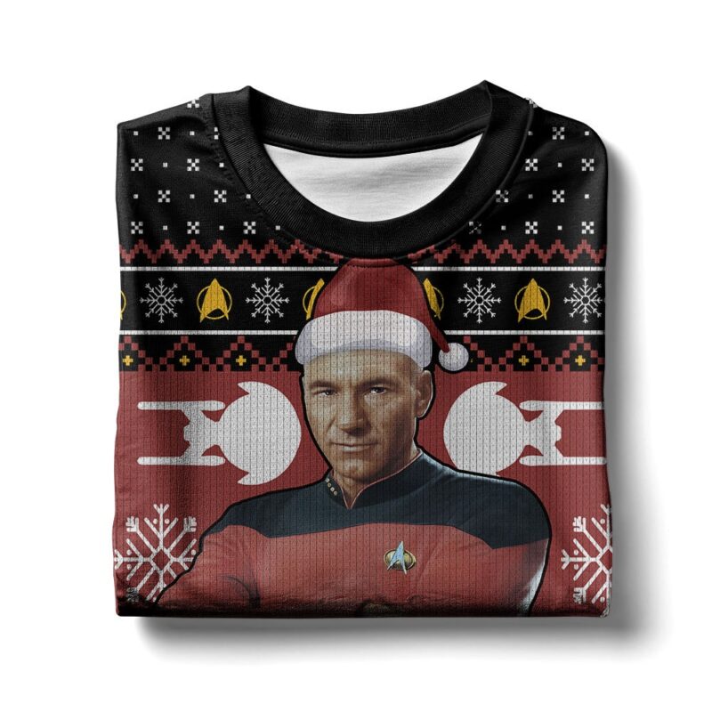 Hooktab Santa Picard Majke It Snow Star Trek Ugly Christmas Sweater Hooktab Santa Picard Majke It Snow Star Trek Ugly Christmas Sweater