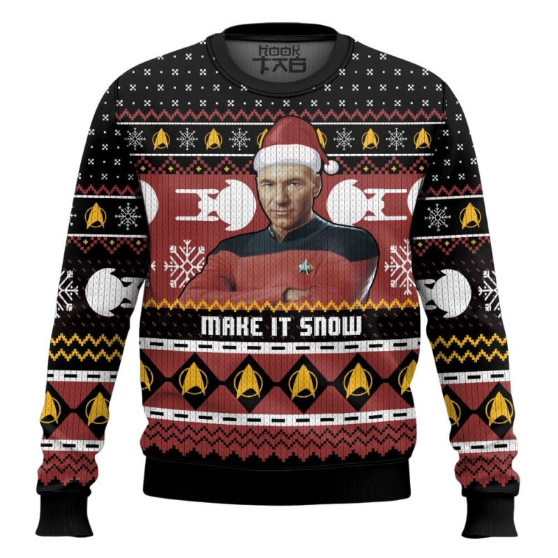 Hooktab Santa Picard Majke It Snow Star Trek Ugly Christmas Sweater