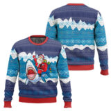 Hooktab Santa Riding Shark Ugly Christmas Sweater
