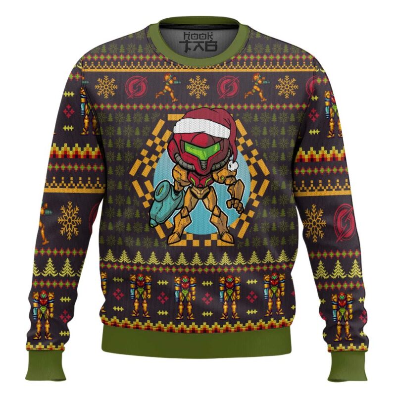 Hooktab Santa Samus Aran Metroid Ugly Christmas Sweater