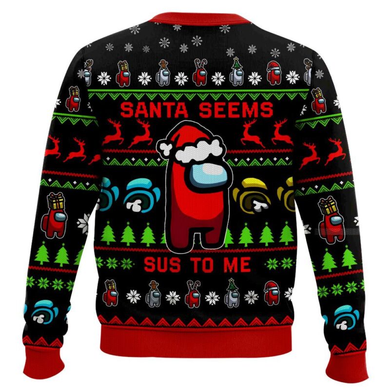 Hooktab Santa Seems Sus To Me Among Us Ugly Christmas Sweater Hooktab Santa Seems Sus To Me Among Us Ugly Christmas Sweater