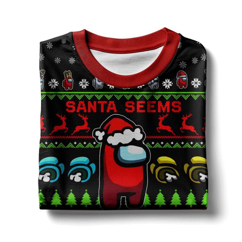 Hooktab Santa Seems Sus To Me Among Us Ugly Christmas Sweater Hooktab Santa Seems Sus To Me Among Us Ugly Christmas Sweater