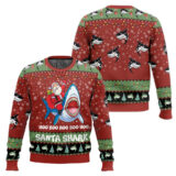 Hooktab Santa Shark Hoo Hoo Hoo Ugly Christmas Sweater