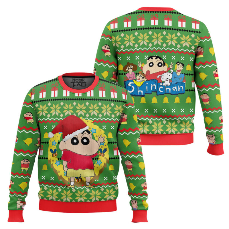 Hooktab Santa Shinnosuke Crayon Shin-chan Ugly Christmas Sweater Hooktab Santa Shinnosuke Crayon Shin-chan Ugly Christmas Sweater