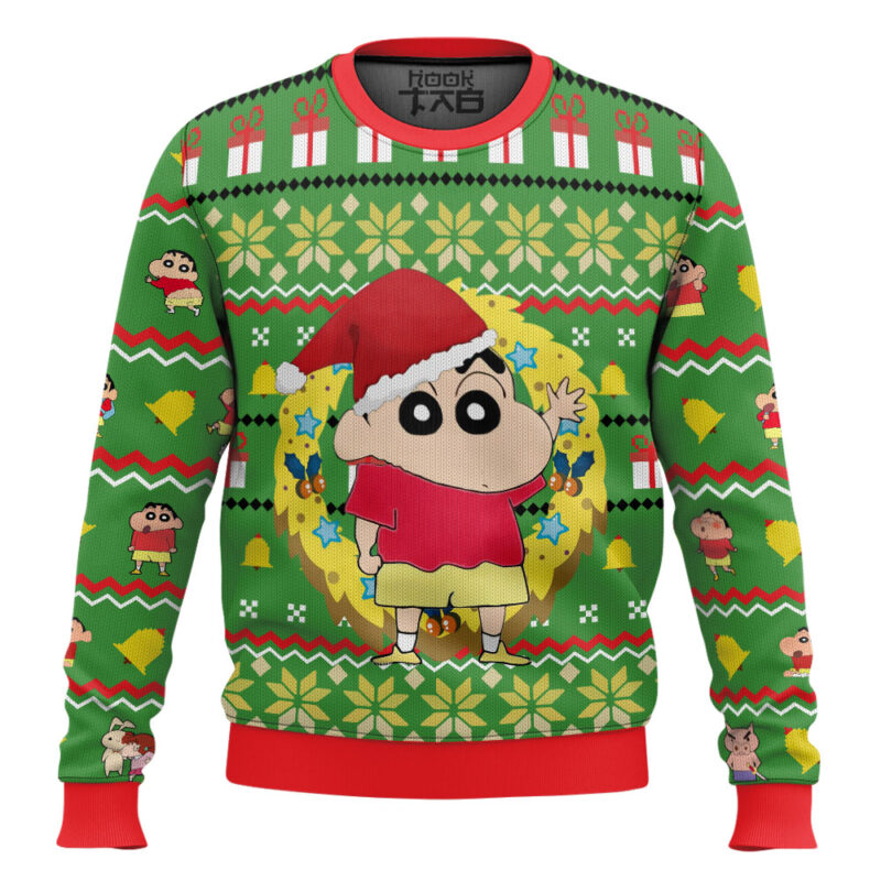 Hooktab Santa Shinnosuke Crayon Shin-chan Ugly Christmas Sweater