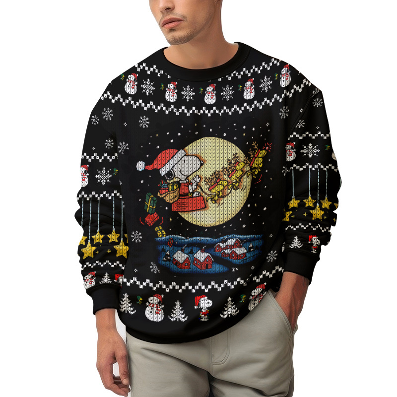 Hooktab Santa Snoopy The Charlie Brown and Snoopy Show Ugly Christmas Sweater Hooktab Santa Snoopy The Charlie Brown and Snoopy Show Ugly Christmas Sweater