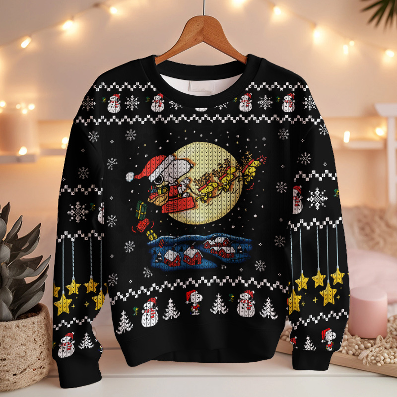 Hooktab Santa Snoopy The Charlie Brown and Snoopy Show Ugly Christmas Sweater Hooktab Santa Snoopy The Charlie Brown and Snoopy Show Ugly Christmas Sweater