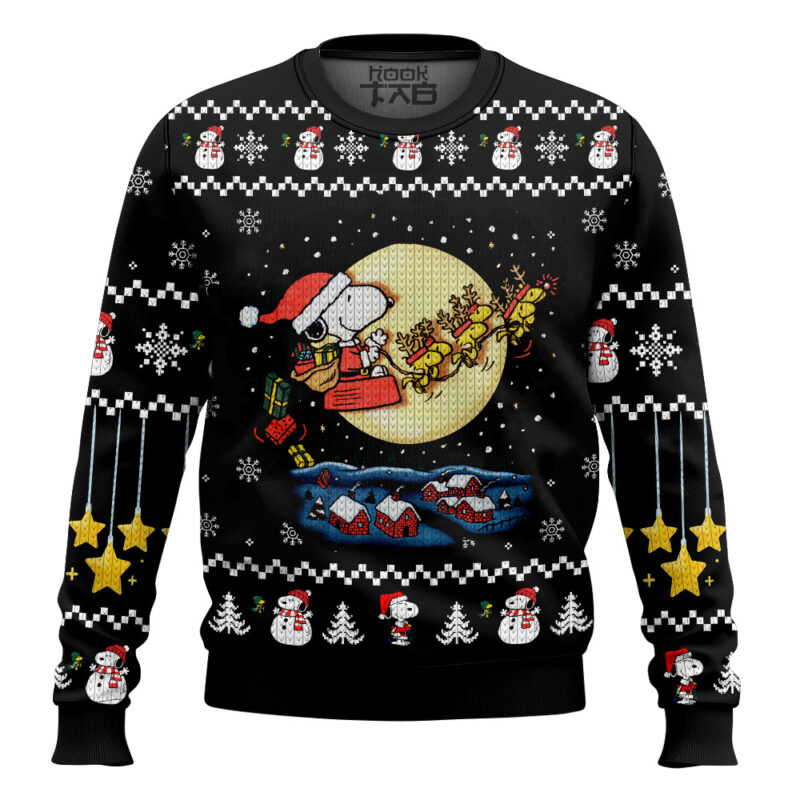Hooktab Santa Snoopy The Charlie Brown and Snoopy Show Ugly Christmas Sweater Hooktab Santa Snoopy The Charlie Brown and Snoopy Show Ugly Christmas Sweater