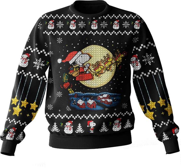 Hooktab Santa Snoopy The Charlie Brown and Snoopy Show Ugly Christmas Sweater Hooktab Santa Snoopy The Charlie Brown and Snoopy Show Ugly Christmas Sweater