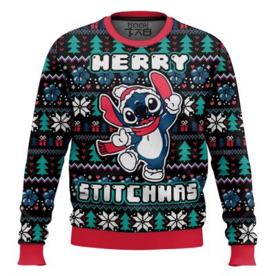 Hooktab Santa Stitch Merry Stitchmas Lilo And Stitch Ugly Christmas Sweater
