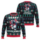 Hooktab Santa Stitch Merry Stitchmas Lilo And Stitch Ugly Christmas Sweater