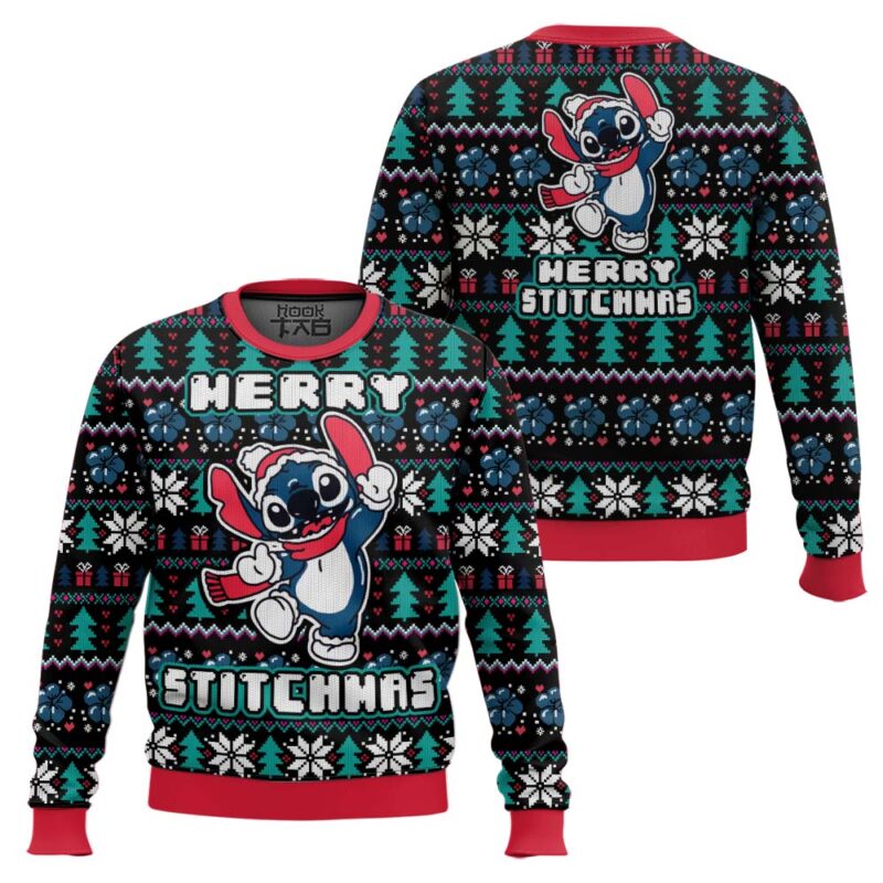 Hooktab Santa Stitch Merry Stitchmas Lilo And Stitch Ugly Christmas Sweater Hooktab Santa Stitch Merry Stitchmas Lilo And Stitch Ugly Christmas Sweater