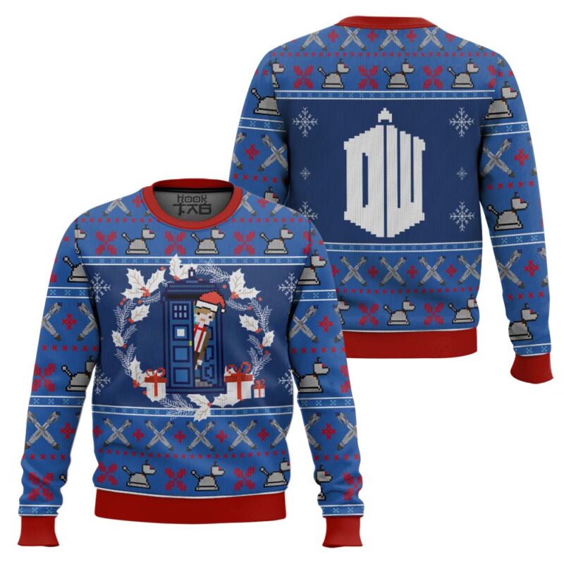 Hooktab Santa Tardis Doctor Who Ugly Christmas Sweater Hooktab Santa Tardis Doctor Who Ugly Christmas Sweater