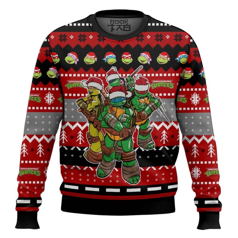 Hooktab Santa Teenage Mutant Ninja Turtles Ugly Christmas Sweater