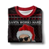 Hooktab Santa Works Hard But Kris Jenner Works Harder Ugly Christmas Sweater
