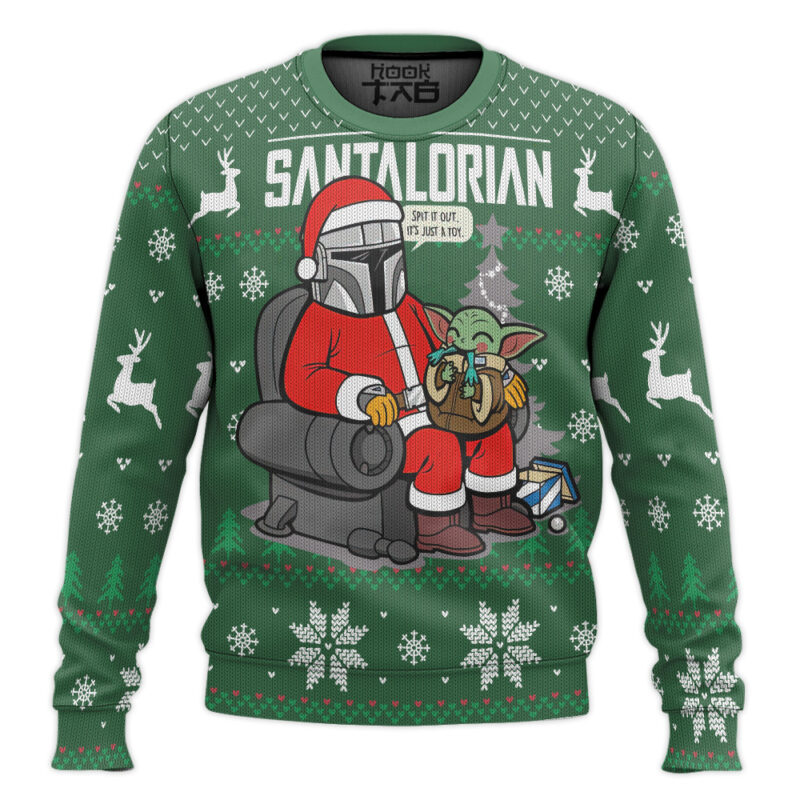 Hooktab Santalorian Mandalorian Star Wars Ugly Christmas Sweater