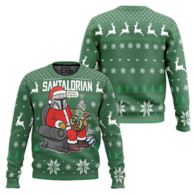 Hooktab Santalorian Mandalorian Star Wars Ugly Christmas Sweater Hooktab Santalorian Mandalorian Star Wars Ugly Christmas Sweater