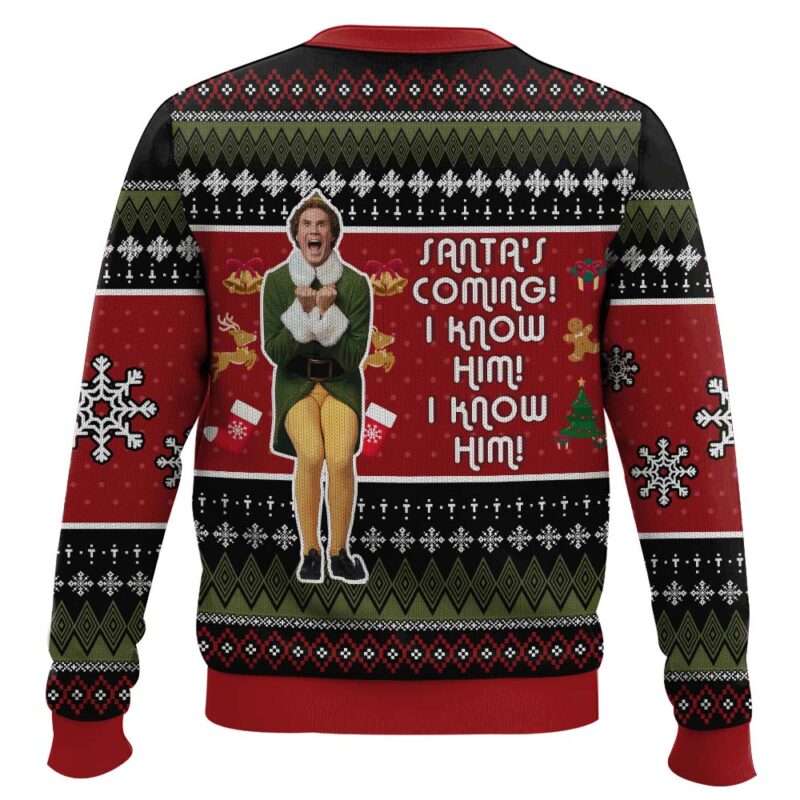 Hooktab Santa's Coming Elf Ugly Christmas Sweater Hooktab Santa's Coming Elf Ugly Christmas Sweater