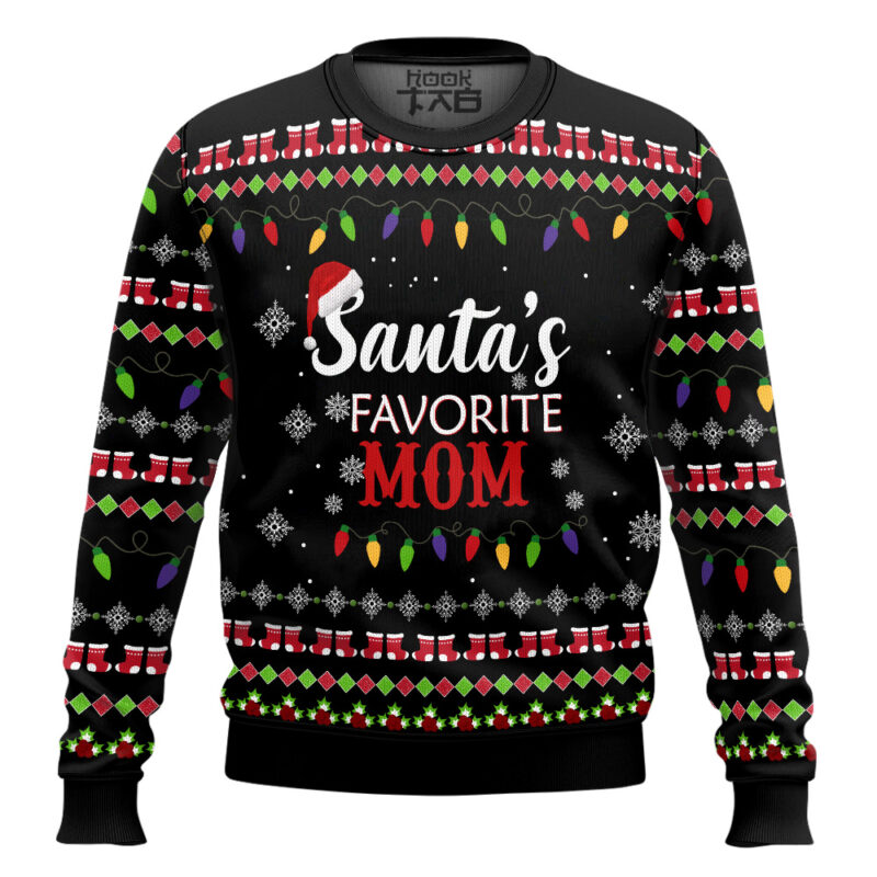 Hooktab Santa’s Favorite Mom Ugly Christmas Sweater