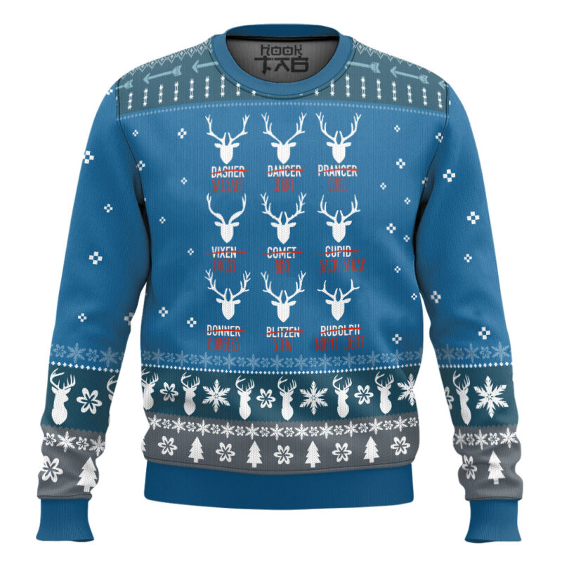 Hooktab Santa's Reindeer Hunting Ugly Christmas Sweater