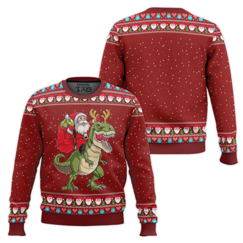 Hooktab Santassic Park Ugly Christmas Sweater Hooktab Santassic Park Ugly Christmas Sweater
