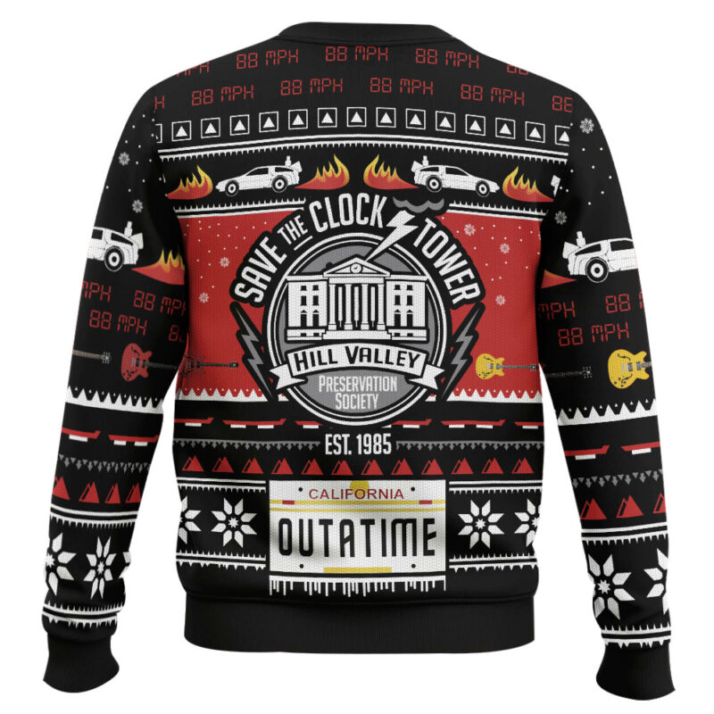 Hooktab Save The Clock Tower Back To The Future Ugly Christmas Sweater Hooktab Save The Clock Tower Back To The Future Ugly Christmas Sweater