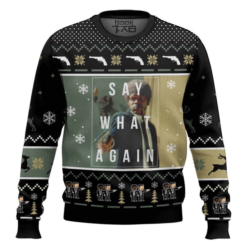 Hooktab Say What Again Pulp Fiction Ugly Christmas Sweater