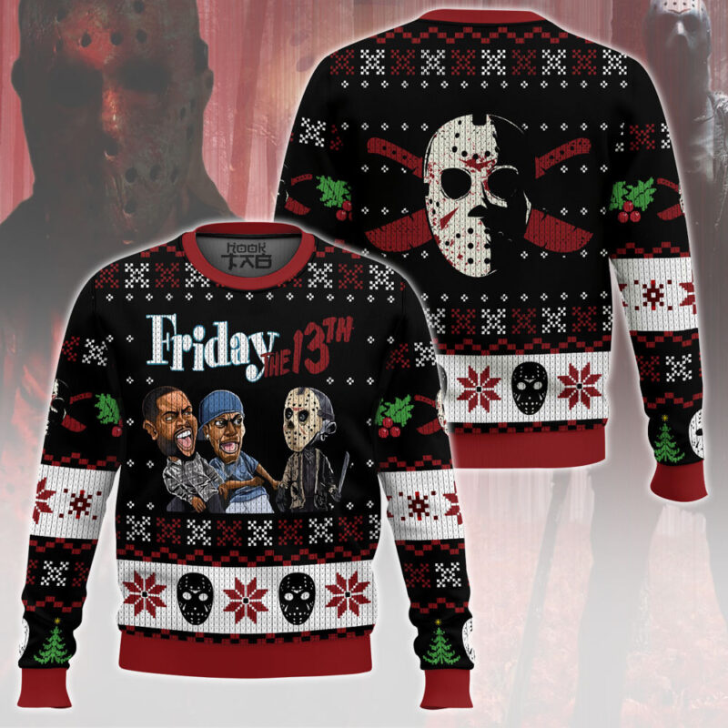 Hooktab Scary Jason Voorhees Friday The 13th Ugly Christmas Sweater Hooktab Scary Jason Voorhees Friday The 13th Ugly Christmas Sweater