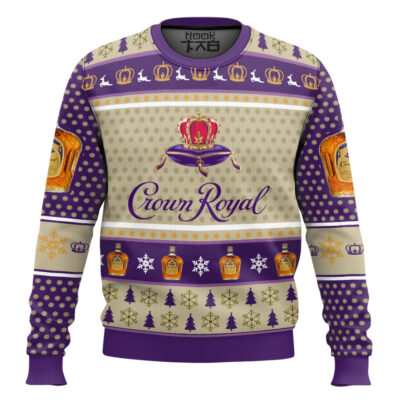 Hooktab Seagram's Crown Royal Whisky Ugly Christmas Sweater