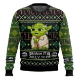 Hooktab Season It Is Jolly To Be Old Yoda Star Wars Ugly Christmas Sweater